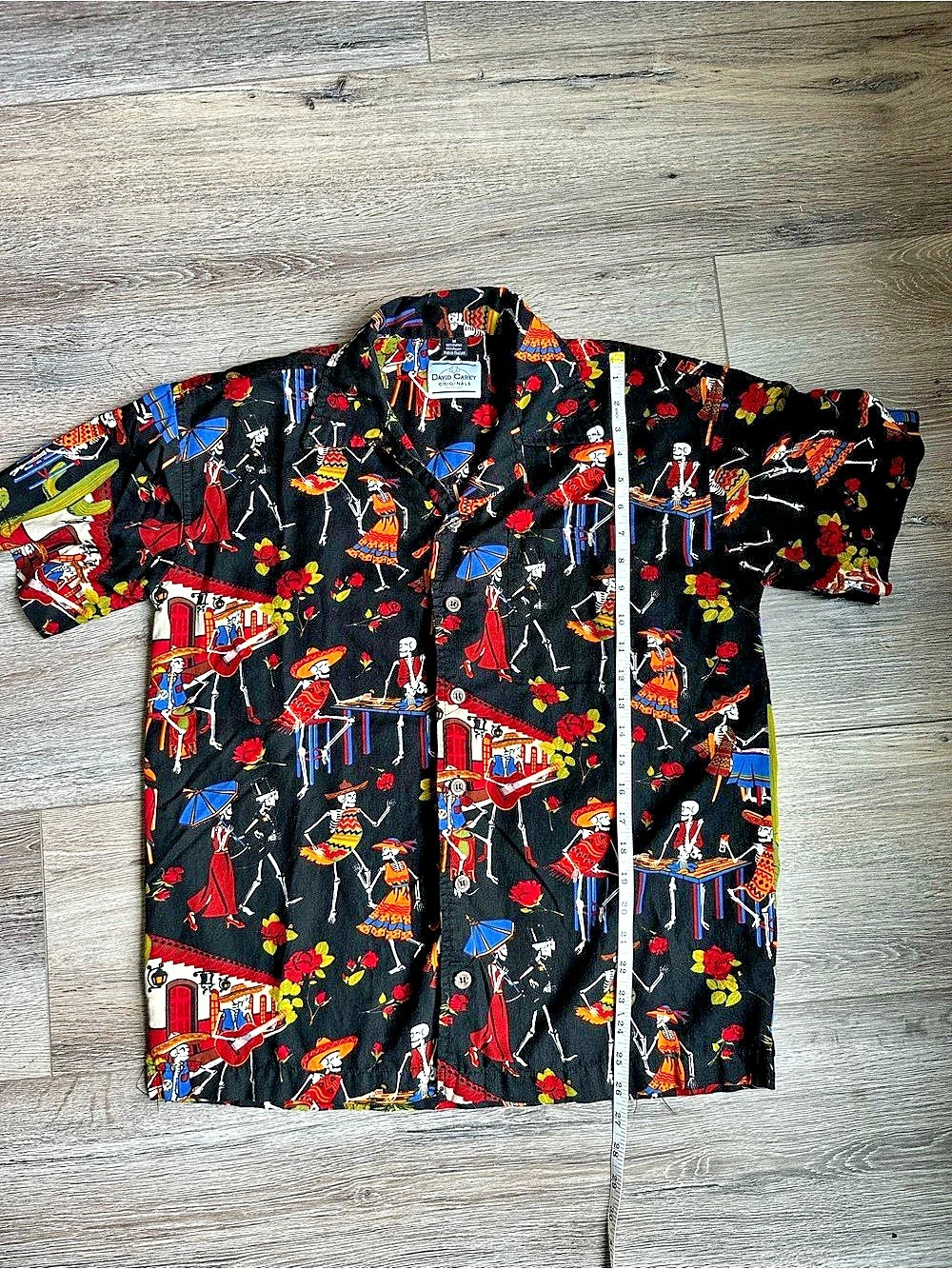 David Carey Skeleton Print Men’s Button Down Size Medium